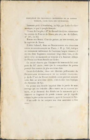 Indication des principaux monuments de la langue romane, cités dans ces recherches.