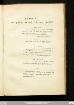 Section III Lattaquié-Antioche-Haffé (Sahioun)- Djéblé
