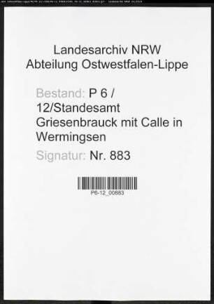 Sterberegister Standesamt Griesenbrauck
