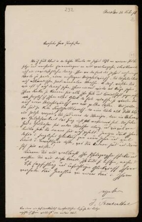 Nr. 30: Brief von Jakob Freudenthal an Paul de Lagarde, Breslau, 31.12.1878