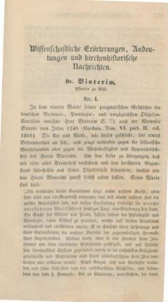 167-220 Wissenschaftliche Erörterungen, Andeutungen und kirchenhistorische Nachrichten