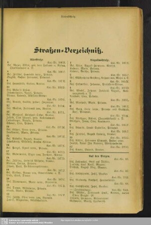 Häuserbuch : Straßen-Verzeichniß
