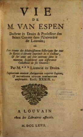La Vie de Monsieur VanEspen