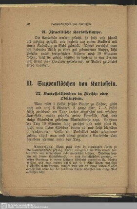 II. Suppenklöschen von Kartoffeln