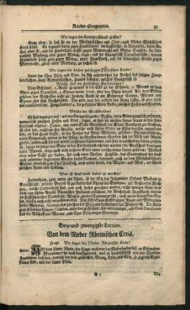 Drey und zwanzigste Lection. Von dem Nieder Rheinischen Creis