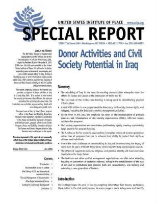 Donor activities and civil society potential in Iraq