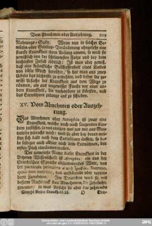 XV. Vom Abnehmen oder Auszehrung.