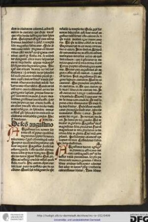 Augustinus doctor egregius in provincia affricana civitate Carthaginensi ortus ex honestis valde parentibus scilicet patre Patricio matre Monica genitus...