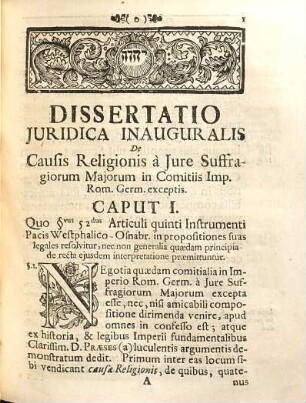 Dissertatio Juridica Inauguralis De Causis Religionis A Jure Suffragiorum Majorum In Comitiis Imperii Rom. Germ. Exceptis