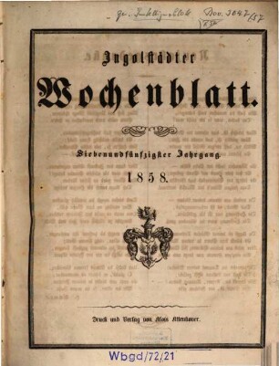 Ingolstädter Wochen-Blatt. 57. 1858