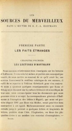 Chapitre premier: Les lectures d'Hoffmann