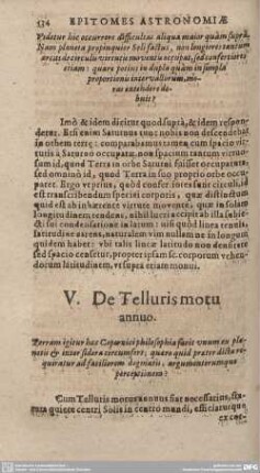 V. De Telluris motu annuo.