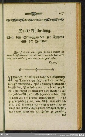 Dritte Abtheilung. Von den Beweggründen zur Tugend aus der Religion