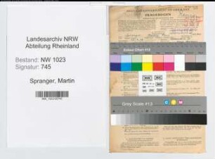 Entnazifizierung Martin Spranger , geb. 17.04.1909 (Angestellter)