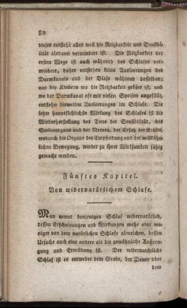 Fünftes Kapitel. Von widernatürlichen Schlafe.
