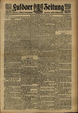 Ausgabe vom Donnerstag, den 07. September 1911.