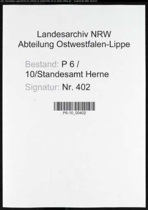 Sterberegister Standesamt Herne