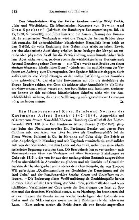 Ein Hamburger auf Kuba, Briefe und Notizen des Kaufmanns Alfred Beneke 1842 - 1844, ausgewählt und erläutert von Renate Hauschild-Thiessen : Hamburg, Gesellschaft der Bücherfreunde, 1971