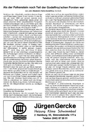 Als der Falkenstein noch Teil der Godeffroy'schen Forsten war : (Schluß)