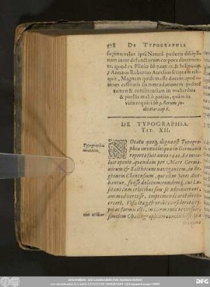 De Typographia. Tit. XII.