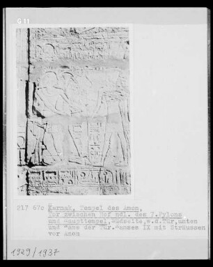 Ramses der 9. mit Sträußen vor Amon