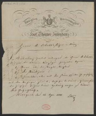 Brief an B. Schott's Söhne : 26.04.1841