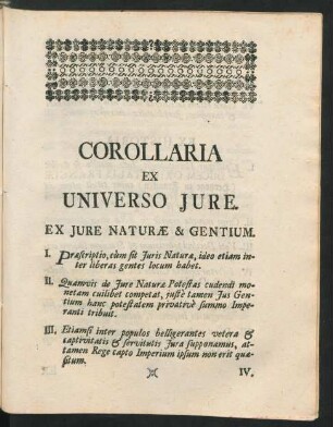 Corollaria ex Universo Jure