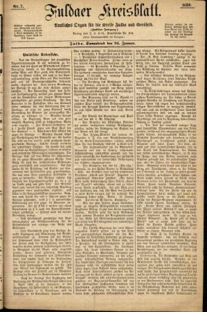 Erste Ausgabe vom Samstag, den 24. Januar 1880.
