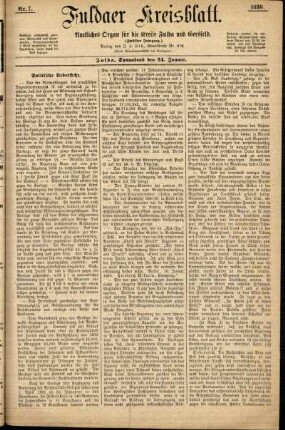 Erste Ausgabe vom Samstag, den 24. Januar 1880.