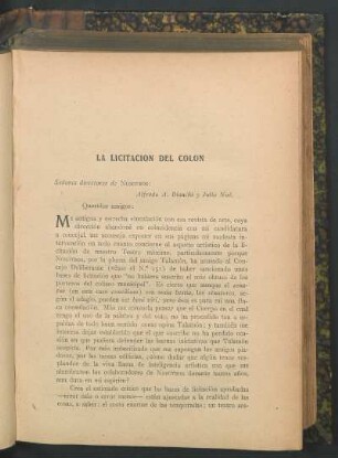La licitación del Colón