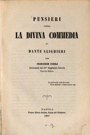 Pensieri sopra la Divina Commedia di Dante Alighieri