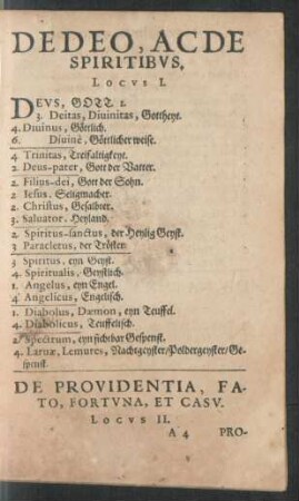 De Providentia, Fato, Fortuna, Et Casu. Locus II.