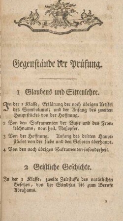 Gegenstände der Prüfung.