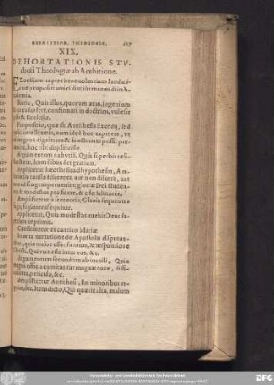 XIX. Dehortantionis Studiosi Theologiae ab Ambitione.
