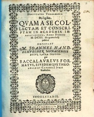 Dispvtatio Theologica De Legibus