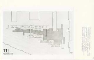 Studentenhaus und Mensa TU, Berlin-Charlottenburg (Diplomarbeit bei Peter Poelzig): Grundriss 1. Obergeschoss 1:200