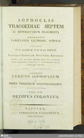 7: Sophoclis Oedipus Coloneus