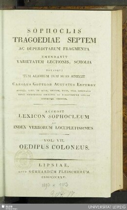7: Sophoclis Oedipus Coloneus