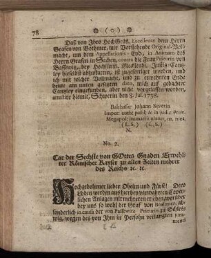II. Resolutio cӕsarea vom 8ten May 1739.
