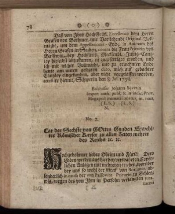 II. Resolutio cӕsarea vom 8ten May 1739.