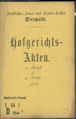 von Donop, Hans Christians Erben gegen Christoph von Donop zu Borkhausen - Pacht von Borkhausen