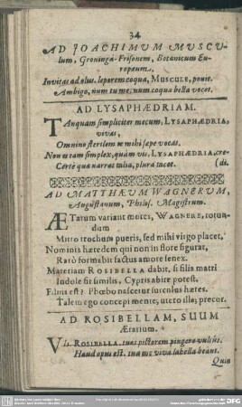 Ad Matthaeu Wagnerum, Augustanum, Philos. Magistrum
