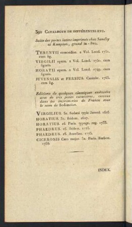 Suite des poetes latins imprimés chez Sandby et Knapton, grand in -8vo.