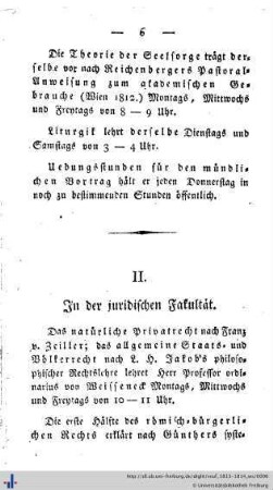 II. In der juridischen Fakultät.