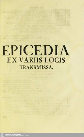 Epicedia Ex Variis Locis Transmissa