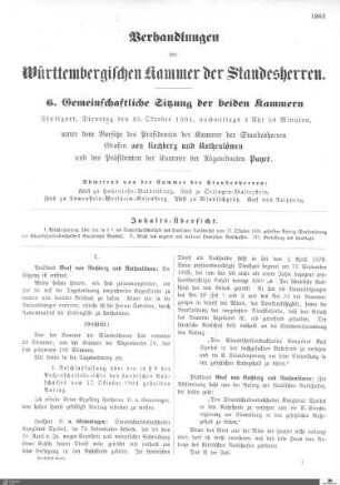 6. Gemeinschaftliche Sitzung, Stuttgart, 25.10.1904