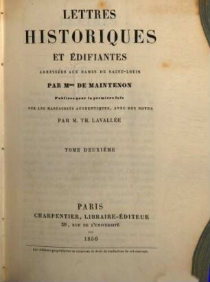 Lettres historiques et édifiantes adressées aux Dames de Saint-Louis, 2