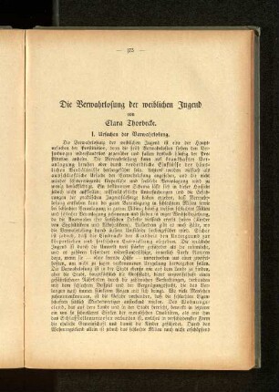 Die Verwahrlosung der weiblichen Jugend von Clara Thorbecke.