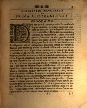 Dissertatio Inavgvralis De Prima Alcorani Svra