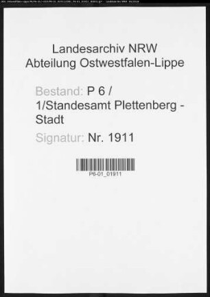 Sterberegister Standesamt Plettenberg-Stadt